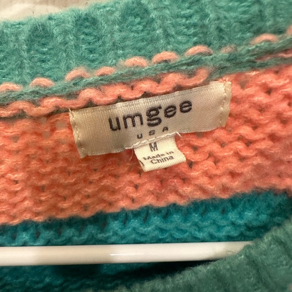 Umgee multi color pastel chunky knit sweater with sleeve pop detailing size M - Picture 8 of 12